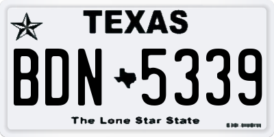 TX license plate BDN5339