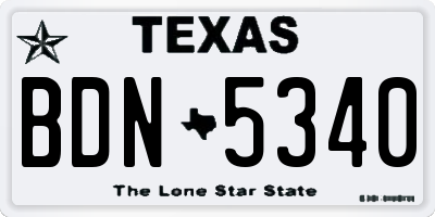 TX license plate BDN5340