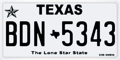 TX license plate BDN5343