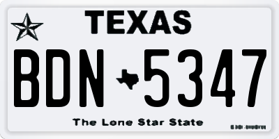 TX license plate BDN5347