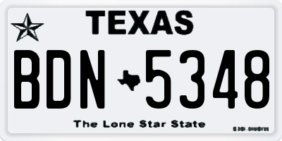 TX license plate BDN5348