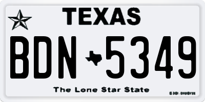 TX license plate BDN5349