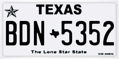 TX license plate BDN5352