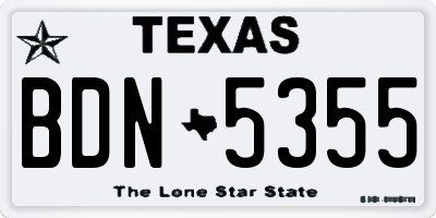 TX license plate BDN5355