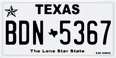 TX license plate BDN5367