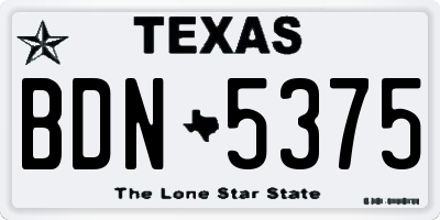 TX license plate BDN5375