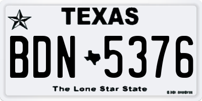 TX license plate BDN5376