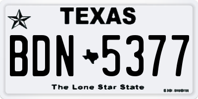 TX license plate BDN5377