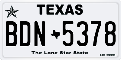 TX license plate BDN5378