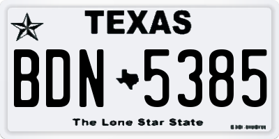 TX license plate BDN5385