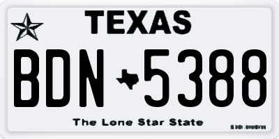 TX license plate BDN5388