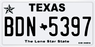 TX license plate BDN5397