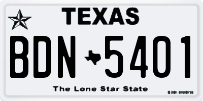 TX license plate BDN5401