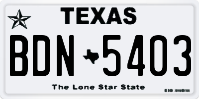TX license plate BDN5403