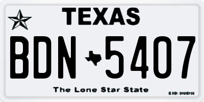 TX license plate BDN5407
