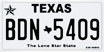 TX license plate BDN5409