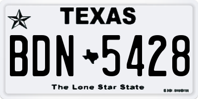 TX license plate BDN5428
