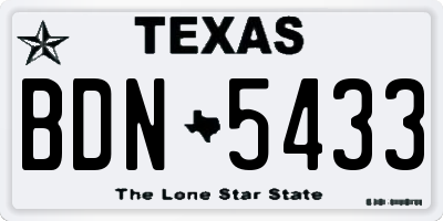 TX license plate BDN5433