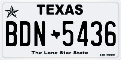 TX license plate BDN5436