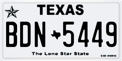 TX license plate BDN5449