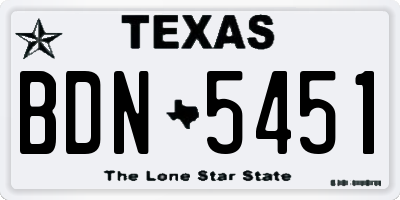 TX license plate BDN5451