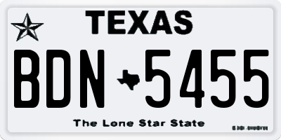TX license plate BDN5455