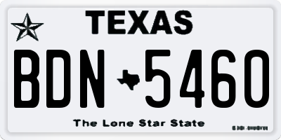 TX license plate BDN5460