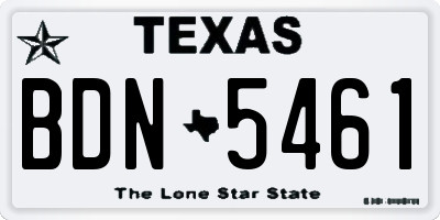 TX license plate BDN5461