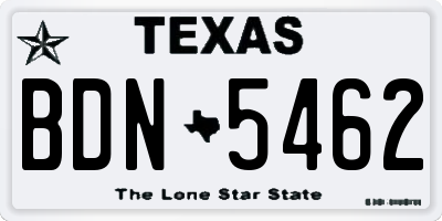 TX license plate BDN5462