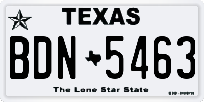TX license plate BDN5463
