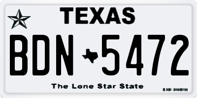 TX license plate BDN5472