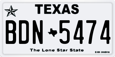 TX license plate BDN5474