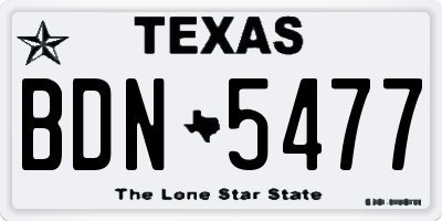 TX license plate BDN5477