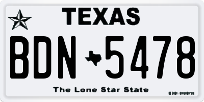 TX license plate BDN5478