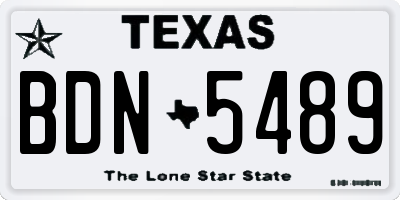 TX license plate BDN5489