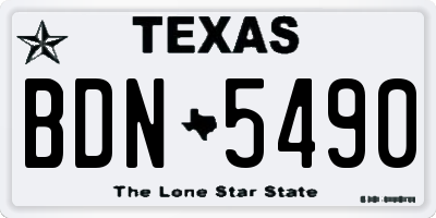 TX license plate BDN5490