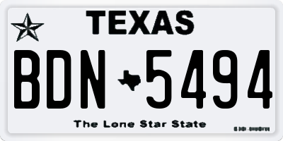 TX license plate BDN5494