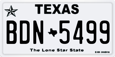 TX license plate BDN5499