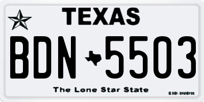 TX license plate BDN5503