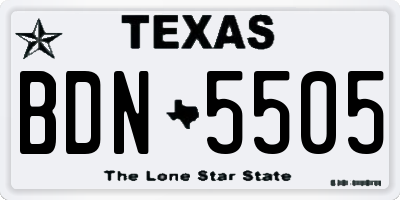 TX license plate BDN5505