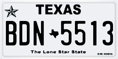 TX license plate BDN5513