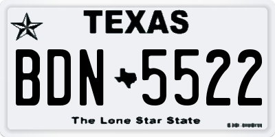 TX license plate BDN5522