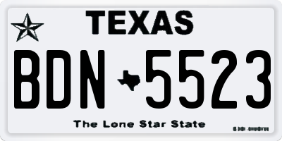 TX license plate BDN5523