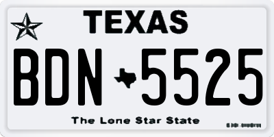 TX license plate BDN5525