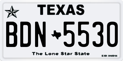TX license plate BDN5530