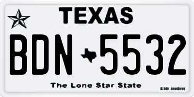 TX license plate BDN5532