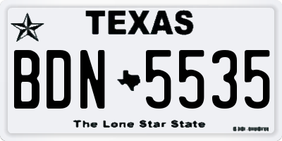 TX license plate BDN5535