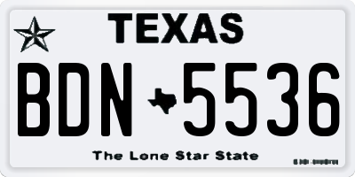 TX license plate BDN5536