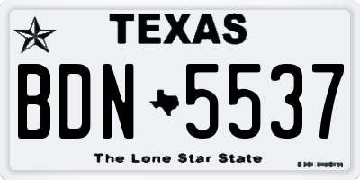 TX license plate BDN5537