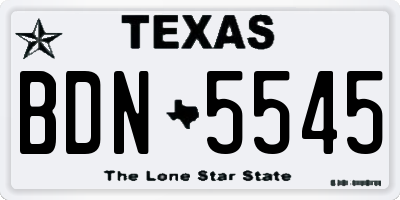 TX license plate BDN5545